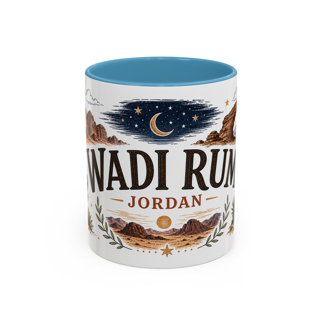 Wadi Rum Coffee Mug | Travel Destination Souvenir Gift | Accent Color Ceramic 11oz 15oz