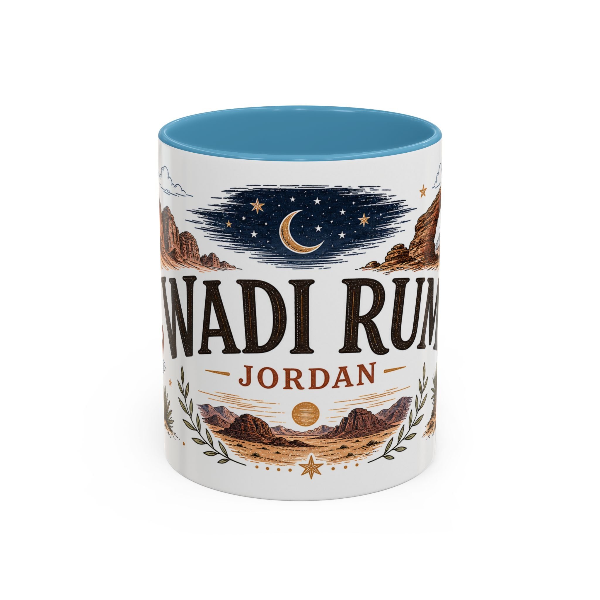 Wadi Rum Coffee Mug | Travel Destination Souvenir Gift | Accent Color Ceramic 11oz 15oz