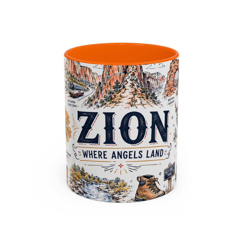 Zion National Park Coffee Mug | Hiking Camping Nature Gift | Accent Color Ceramic 11oz 15oz