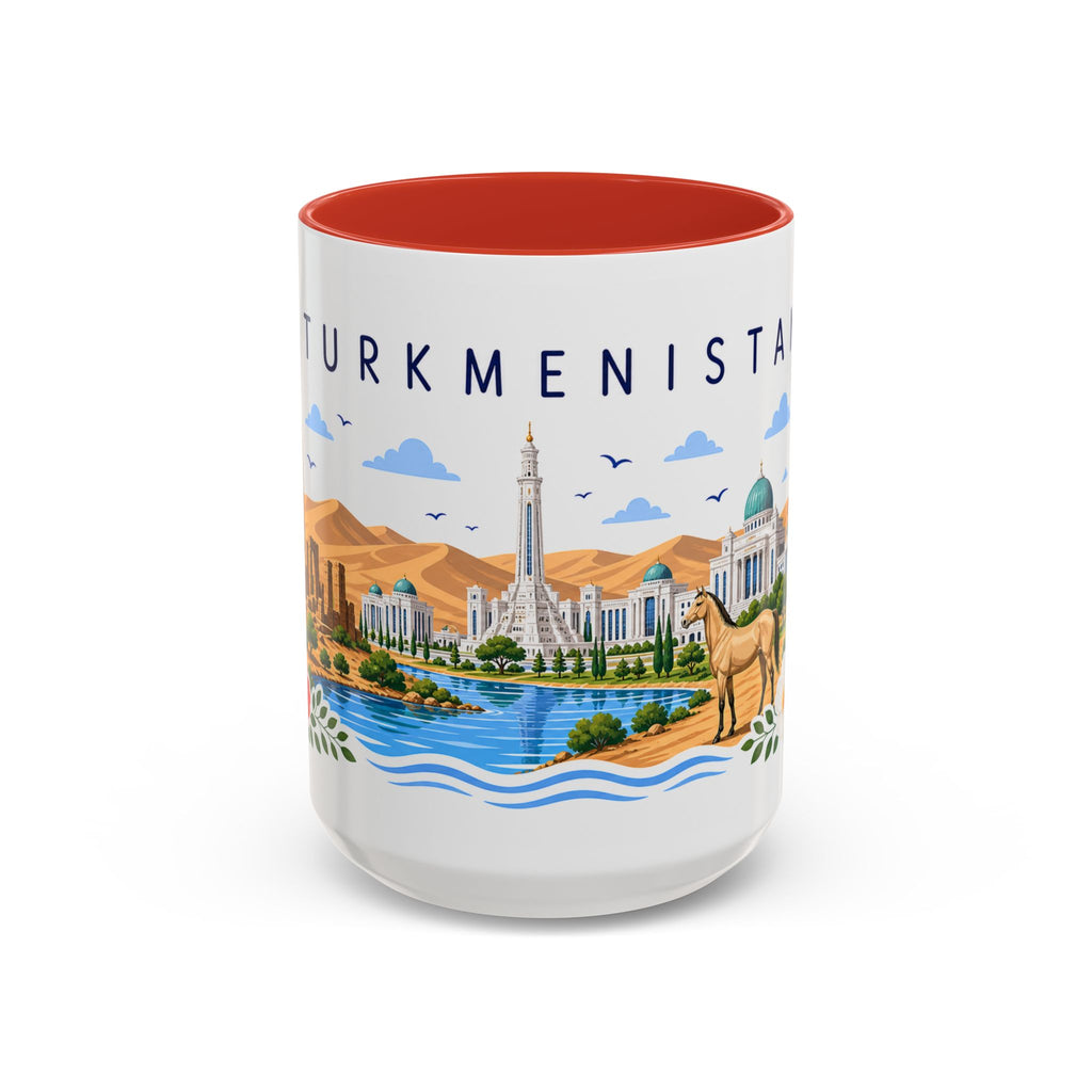 Turkmenistan Coffee Mug | Travel Souvenir Accent Mug | Place Gift Ceramic Cup 11oz 15oz