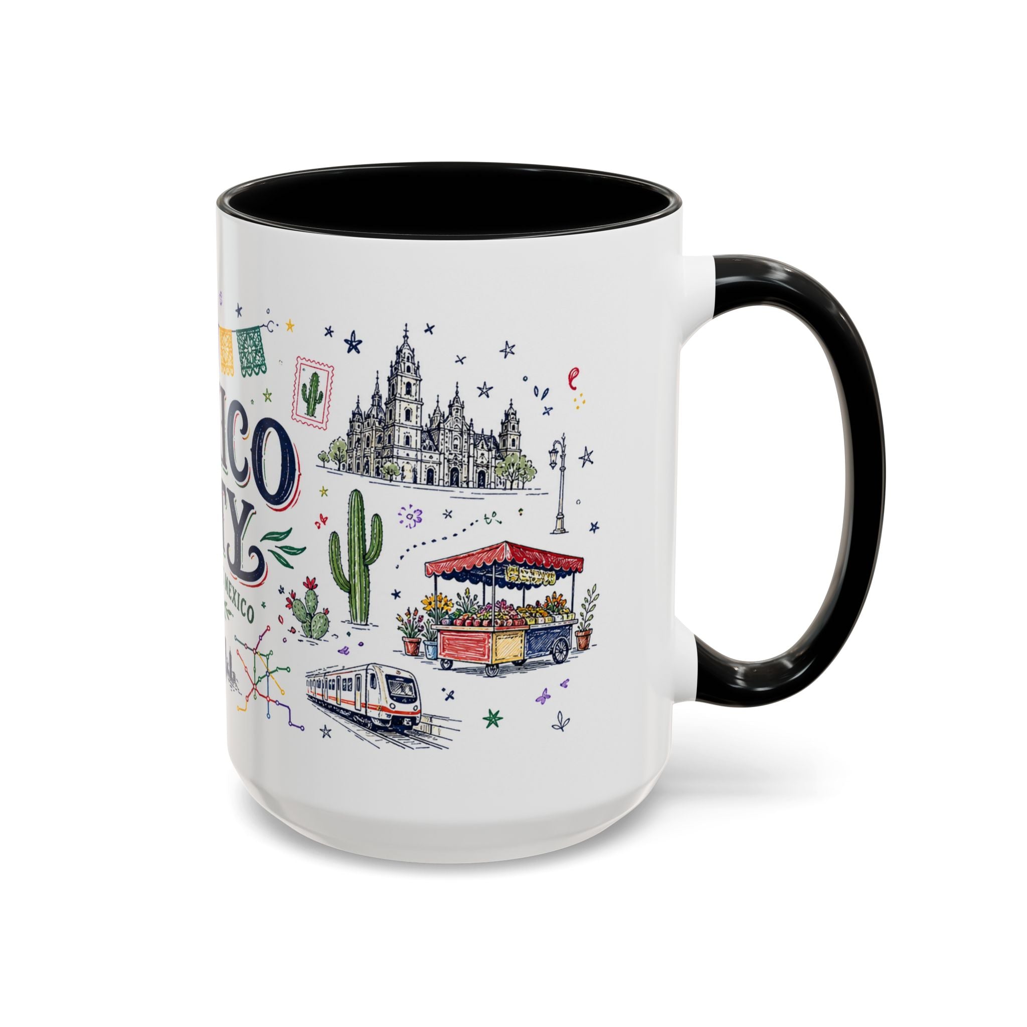 Mexico City Coffee Mug | Mexico Souvenir Travel Gift | Accent Color Ceramic 11oz 15oz