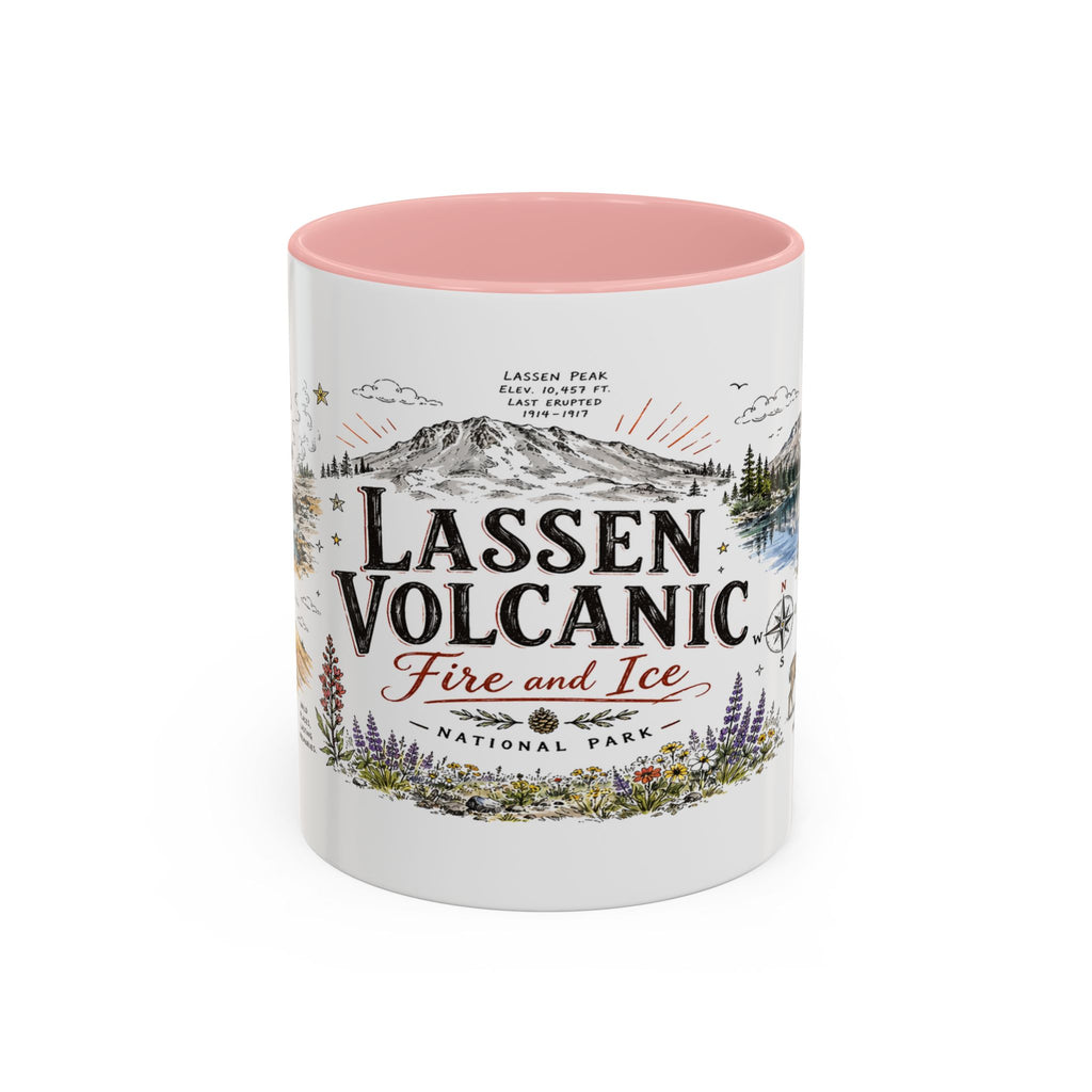 Lassen Volcanic National Park Coffee Mug | California Volcano Geothermal Hiking Gift | Accent Color Ceramic 11oz 15oz