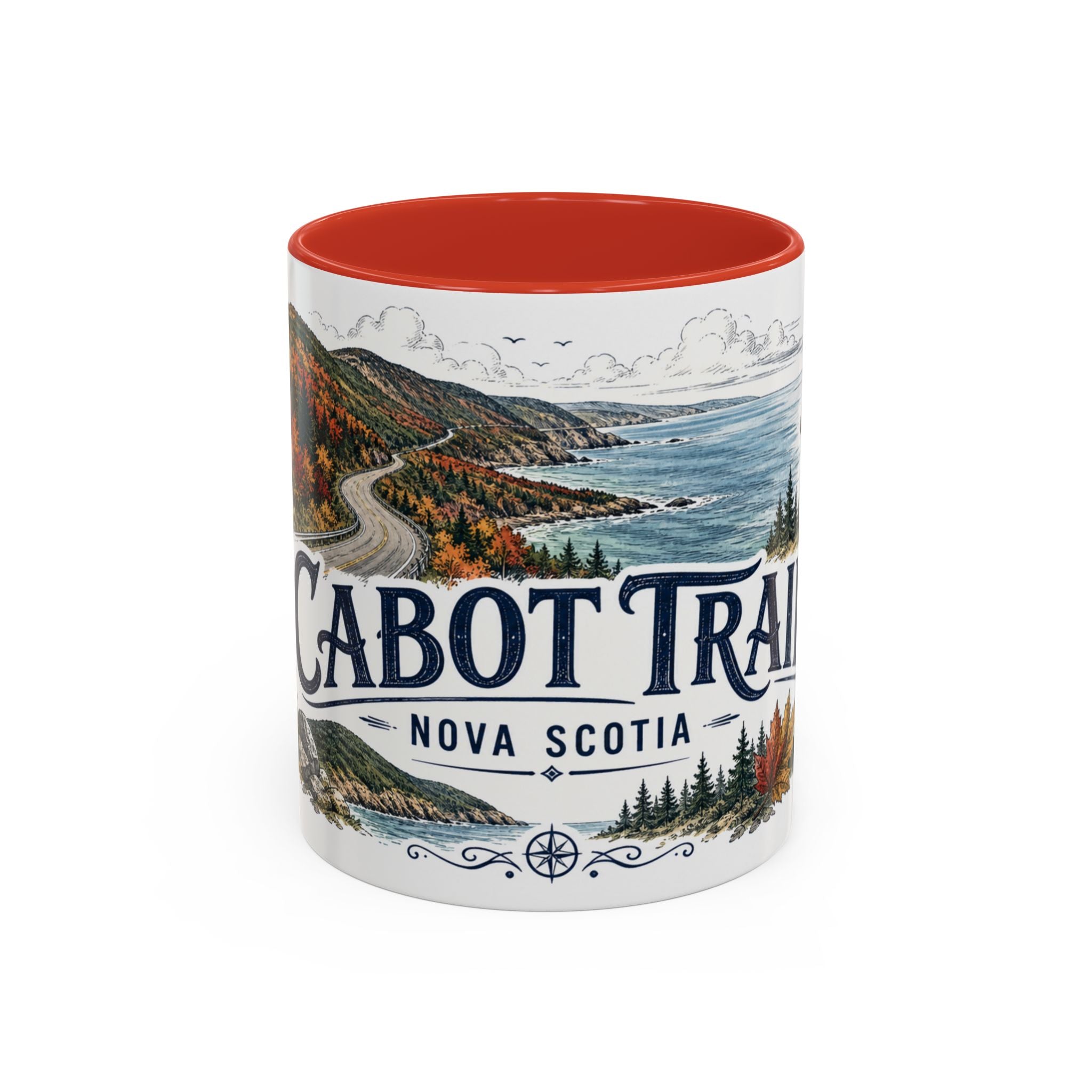 Cabot Trail Mug, Nova Scotia Travel Souvenir, Bucket List Gift, Accent Ceramic Coffee Mug 11oz 15oz