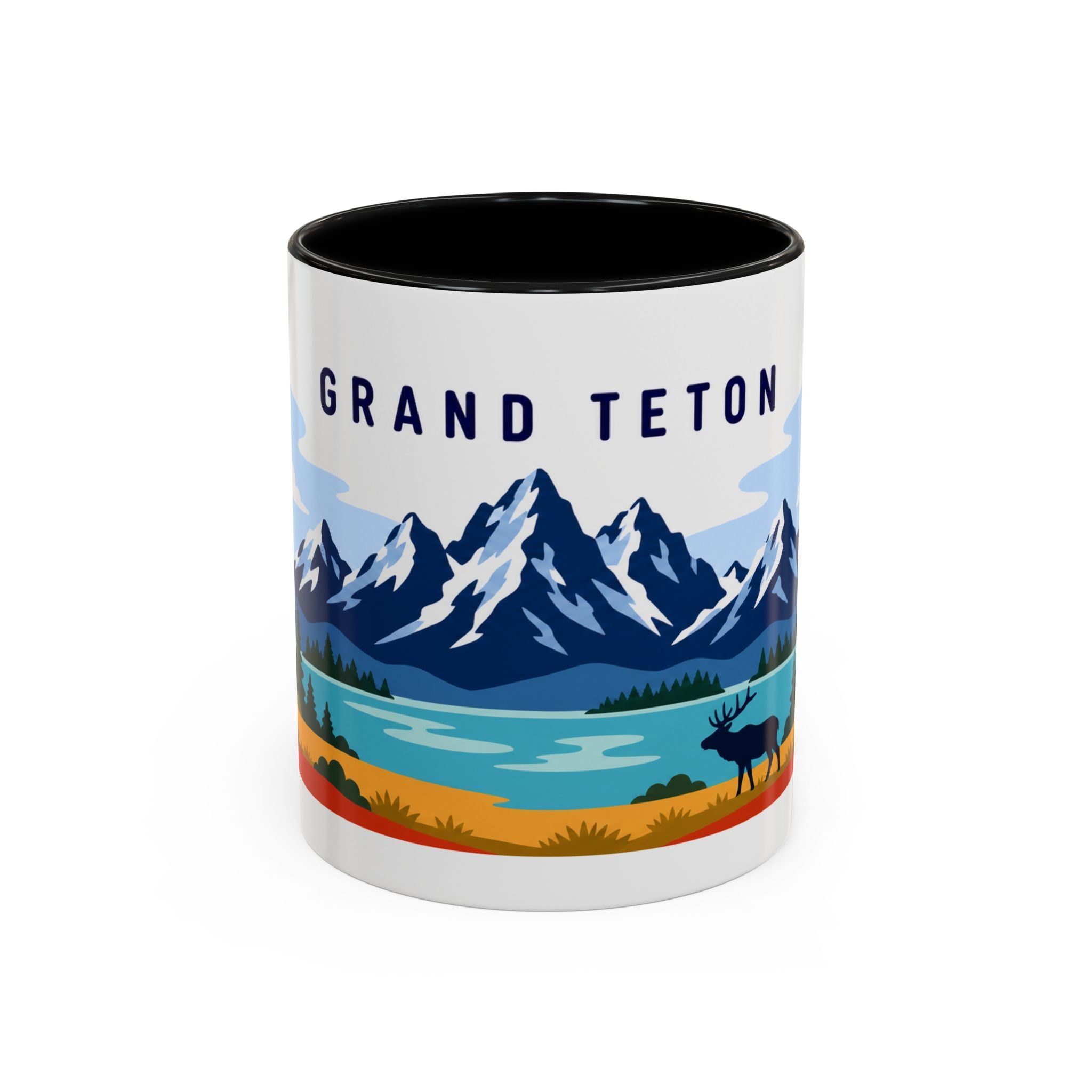 Grand Teton Coffee Mug | Travel Destination Souvenir Gift | Accent Color Ceramic 11oz 15oz