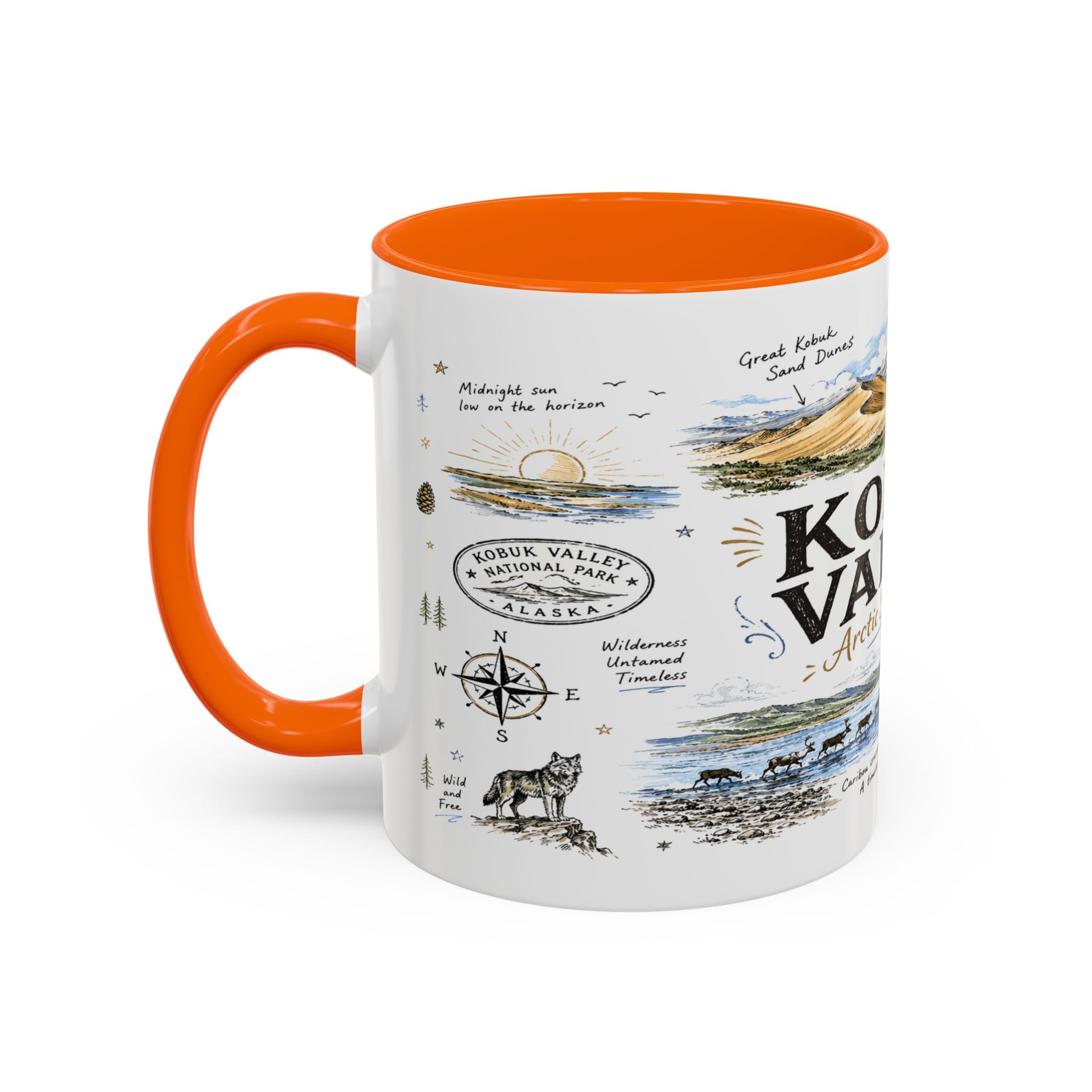 Kobuk Valley National Park Coffee Mug | Alaska Arctic Sand Dunes Gift | Accent Color Ceramic 11oz 15oz