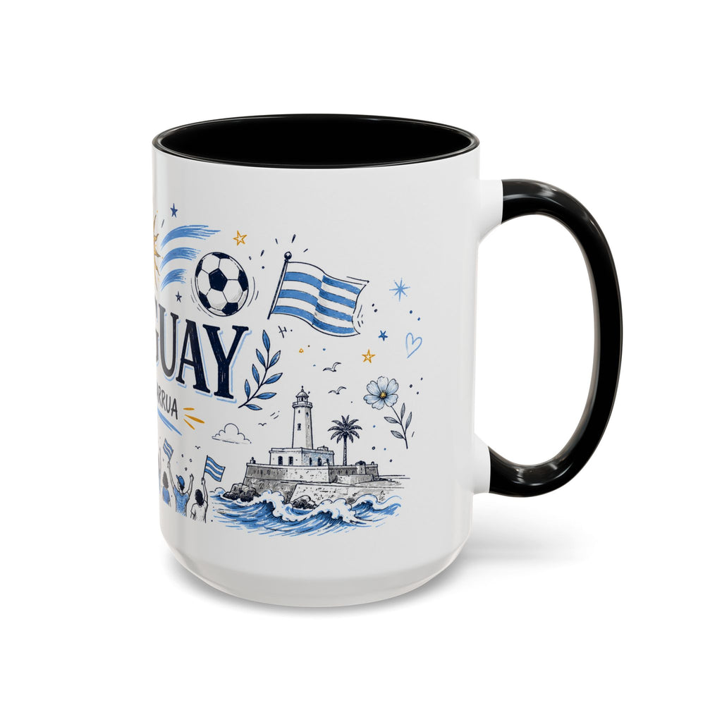 Uruguay Soccer Coffee Mug | World Cup Fan Gift | Accent Color Ceramic 11oz 15oz Match Day Cup