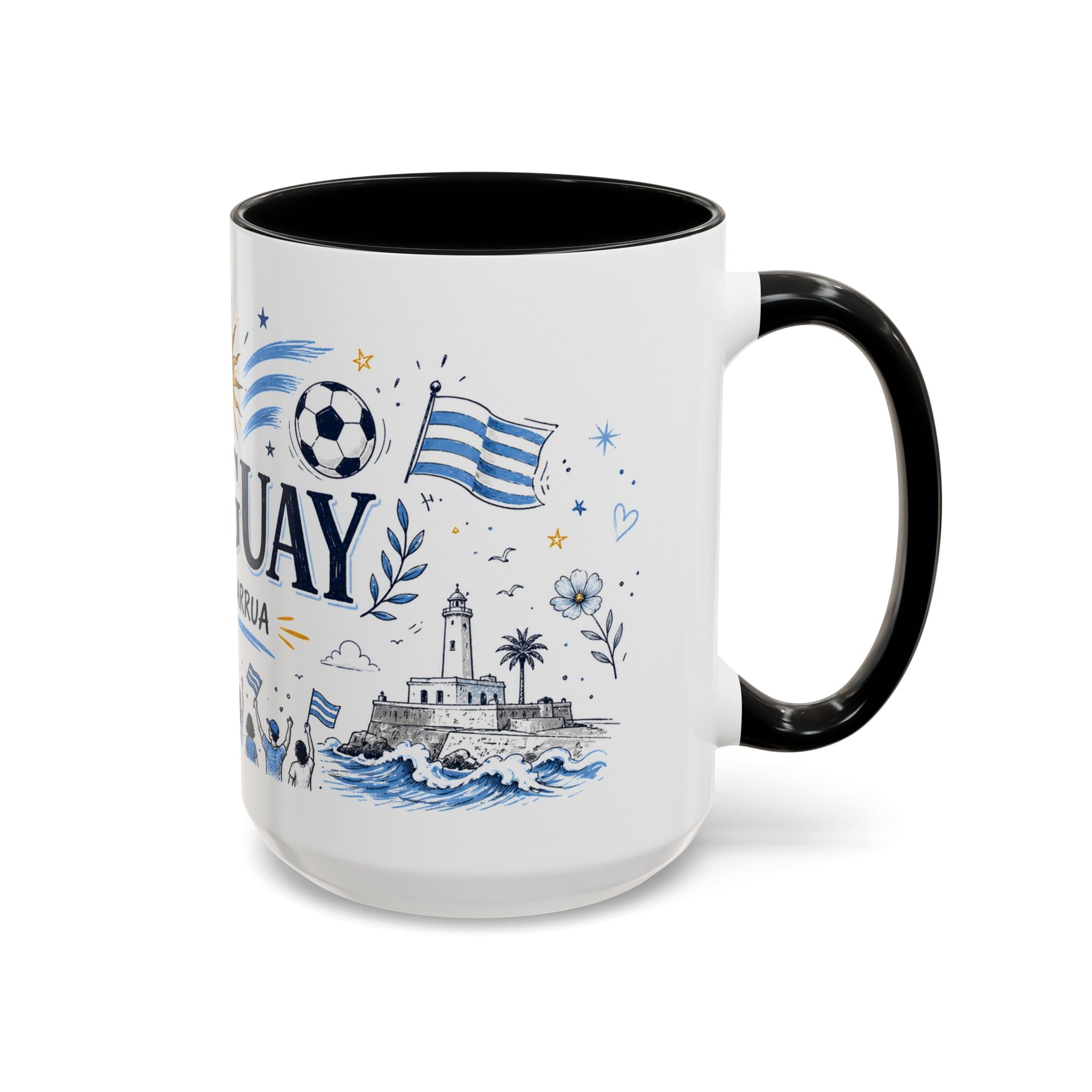 Uruguay Soccer Coffee Mug | World Cup Fan Gift | Accent Color Ceramic 11oz 15oz Match Day Cup