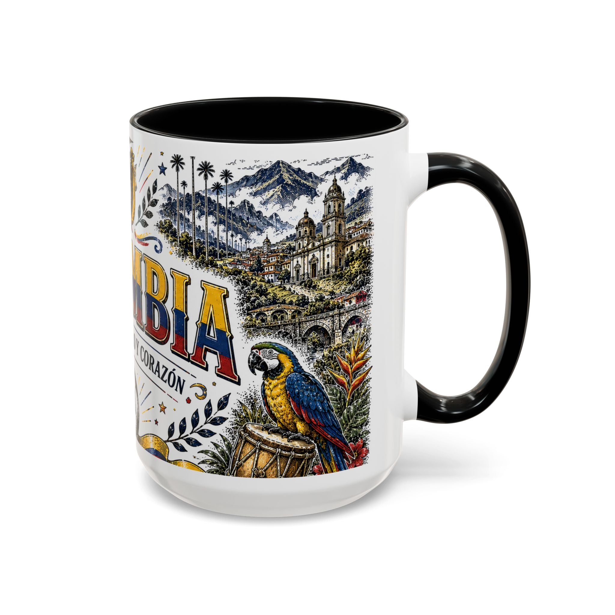 Colombia Soccer Coffee Mug | World Cup Fan Gift | Accent Color Ceramic 11oz 15oz Match Day Cup