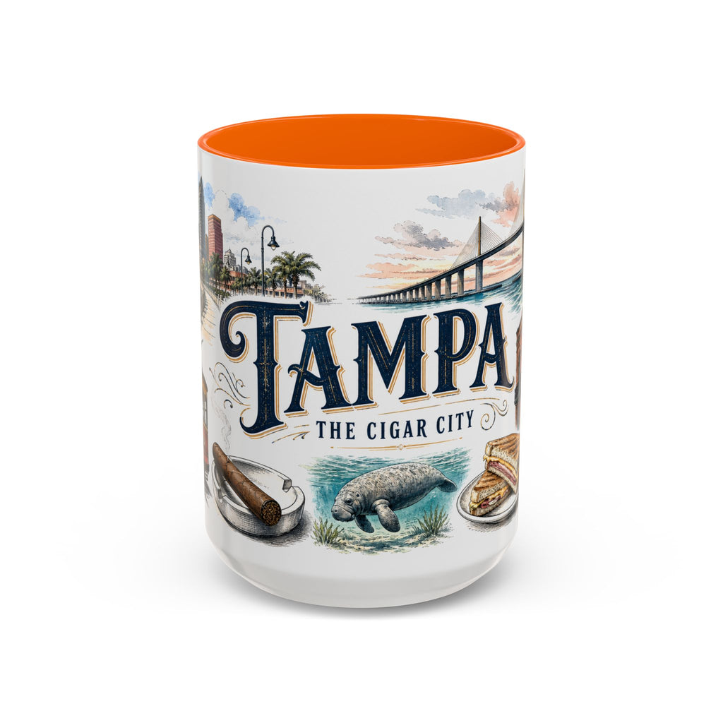 Tampa Coffee Mug | United States Travel Souvenir | Vintage Illustrated City Gift | 11 oz 15 oz Accent Mug