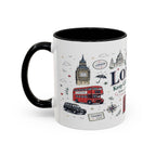 London Coffee Mug | England Souvenir Travel Gift | Accent Color Ceramic 11oz 15oz