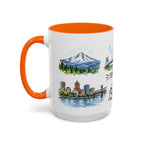 Portland Illustrated Travel Mug | City Souvenir Accent Coffee Mug | 11oz 15oz Ceramic Cup