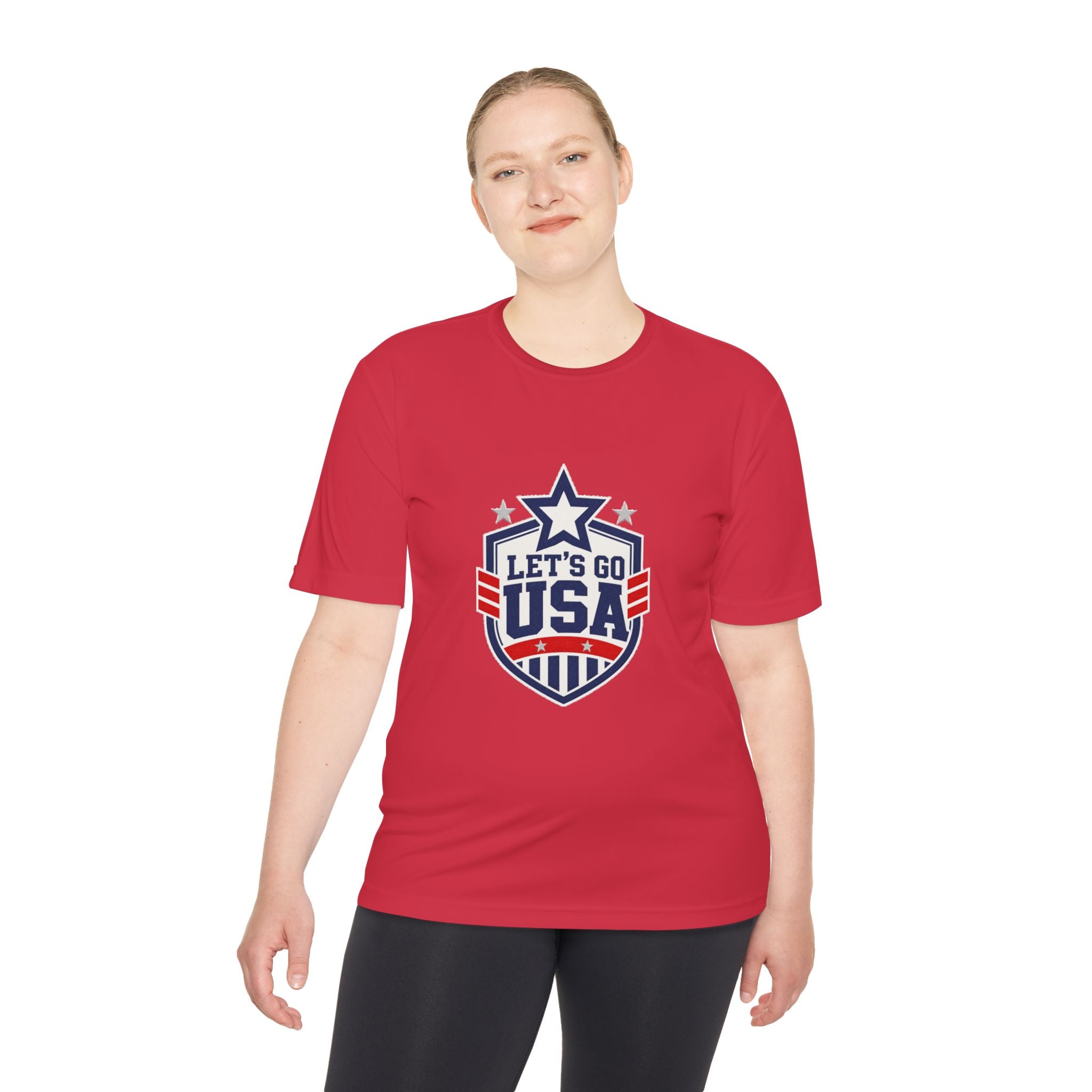 United States Soccer T Shirt, Let's Go USA Fan Tee, Moisture Wicking Sport Shirt