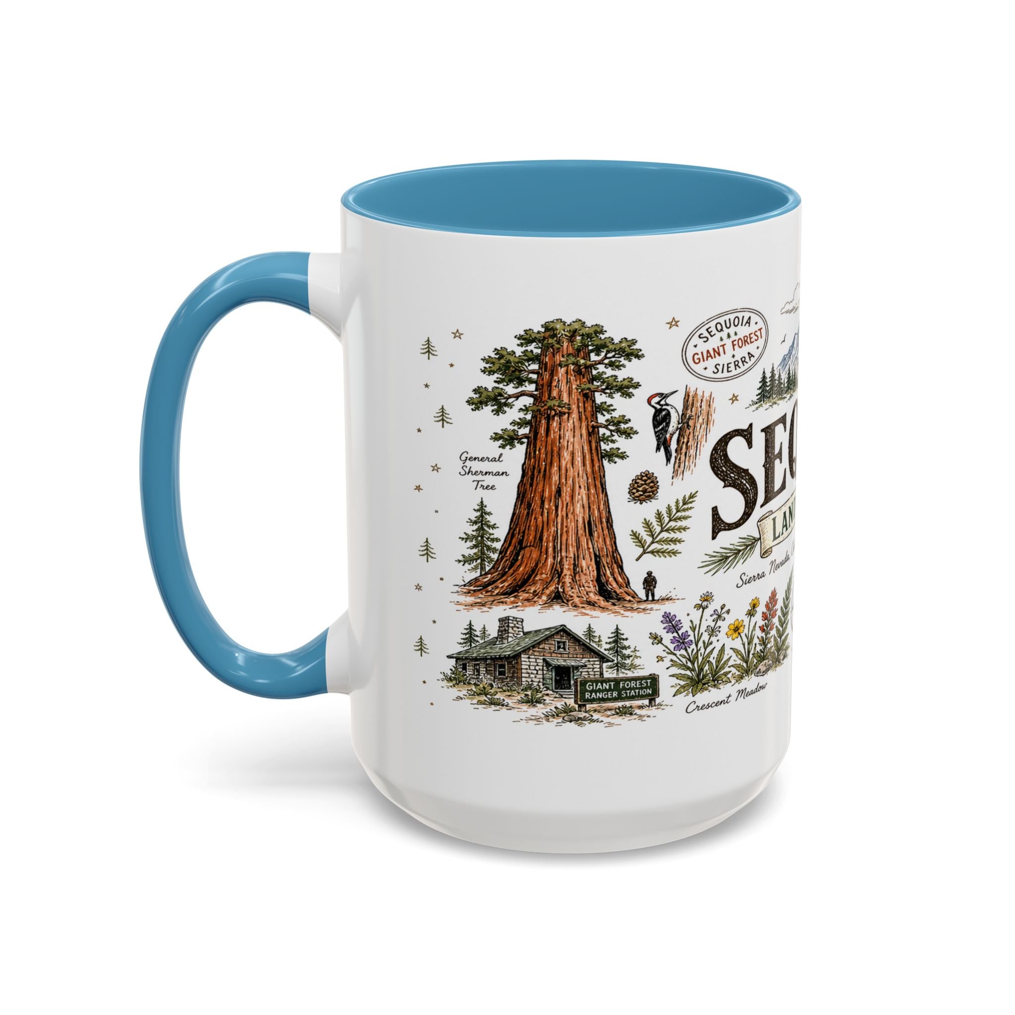 Sequoia Coffee Mug | National Park Hiking California Gift | Accent Color Ceramic 11oz 15oz