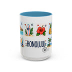 Honolulu Coffee Mug | Postage Stamp Collage Mug | Travel Souvenir Accent Cup 11oz 15oz