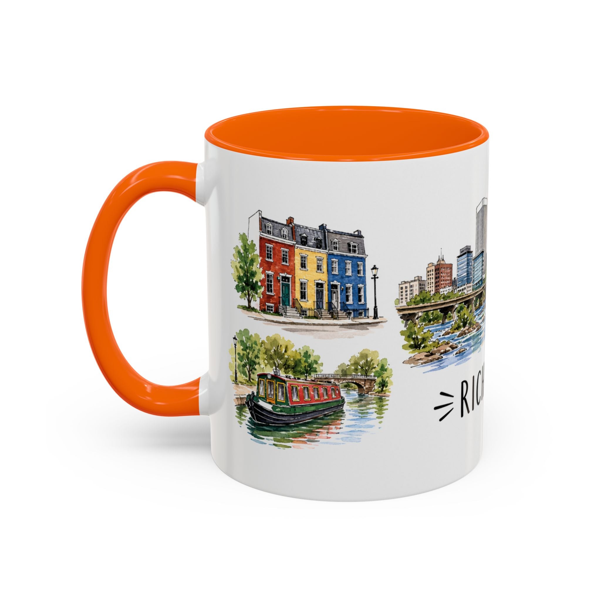 Richmond Illustrated Travel Mug | City Souvenir Accent Coffee Mug | 11oz 15oz Ceramic Cup