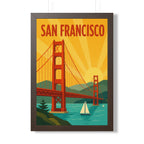 San Francisco United States Framed Poster | Vintage Travel Wall Art | Black Walnut White Frame | 16x24 20x30