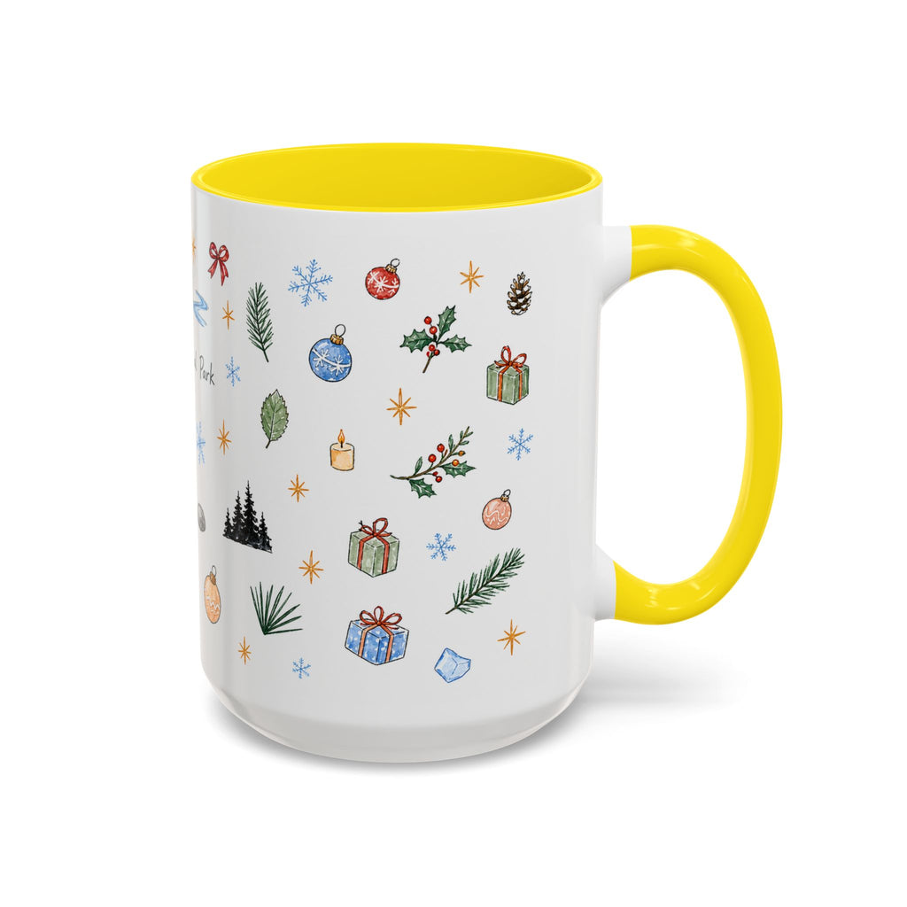 Denali National Park Christmas Mug | Watercolor Travel Souvenir | Holiday Gift | Accent Ceramic Coffee Cup 11oz 15oz