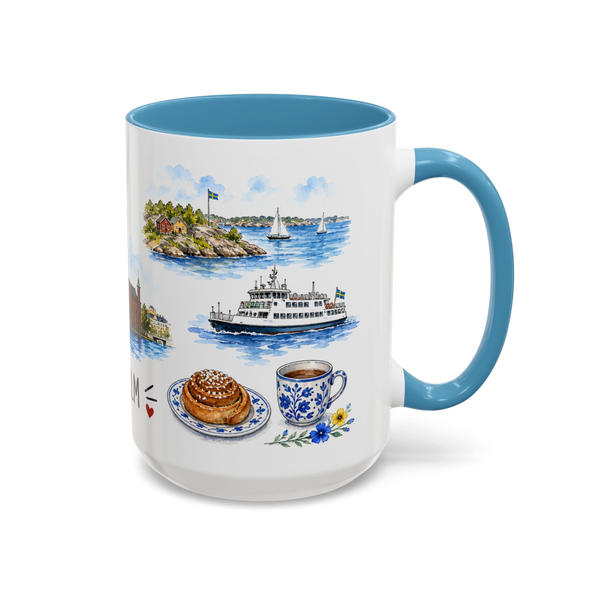 Stockholm Illustrated Travel Mug | City Souvenir Accent Coffee Mug | 11oz 15oz Ceramic Cup