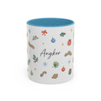 Angkor Christmas Mug | Watercolor Travel Souvenir | Holiday Gift | Accent Ceramic Coffee Cup 11oz 15oz