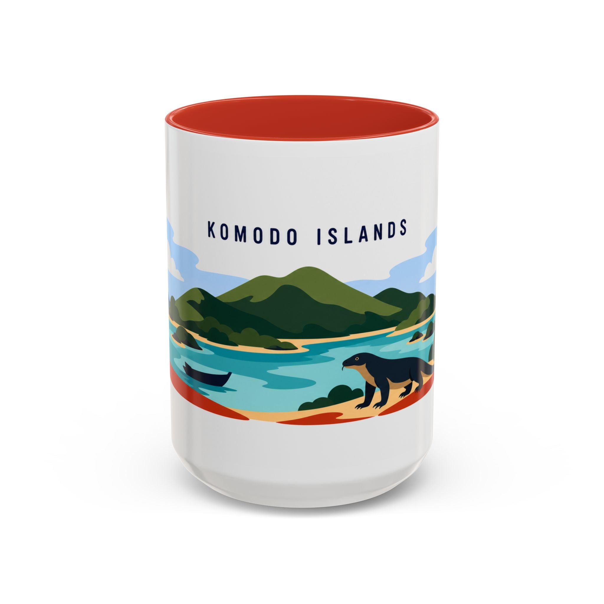Komodo Islands Coffee Mug | Travel Destination Souvenir Gift | Accent Color Ceramic 11oz 15oz