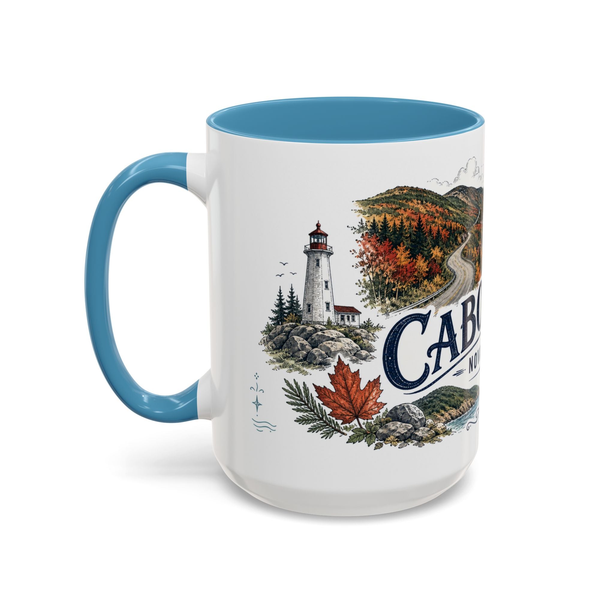 Cabot Trail Mug, Nova Scotia Travel Souvenir, Bucket List Gift, Accent Ceramic Coffee Mug 11oz 15oz