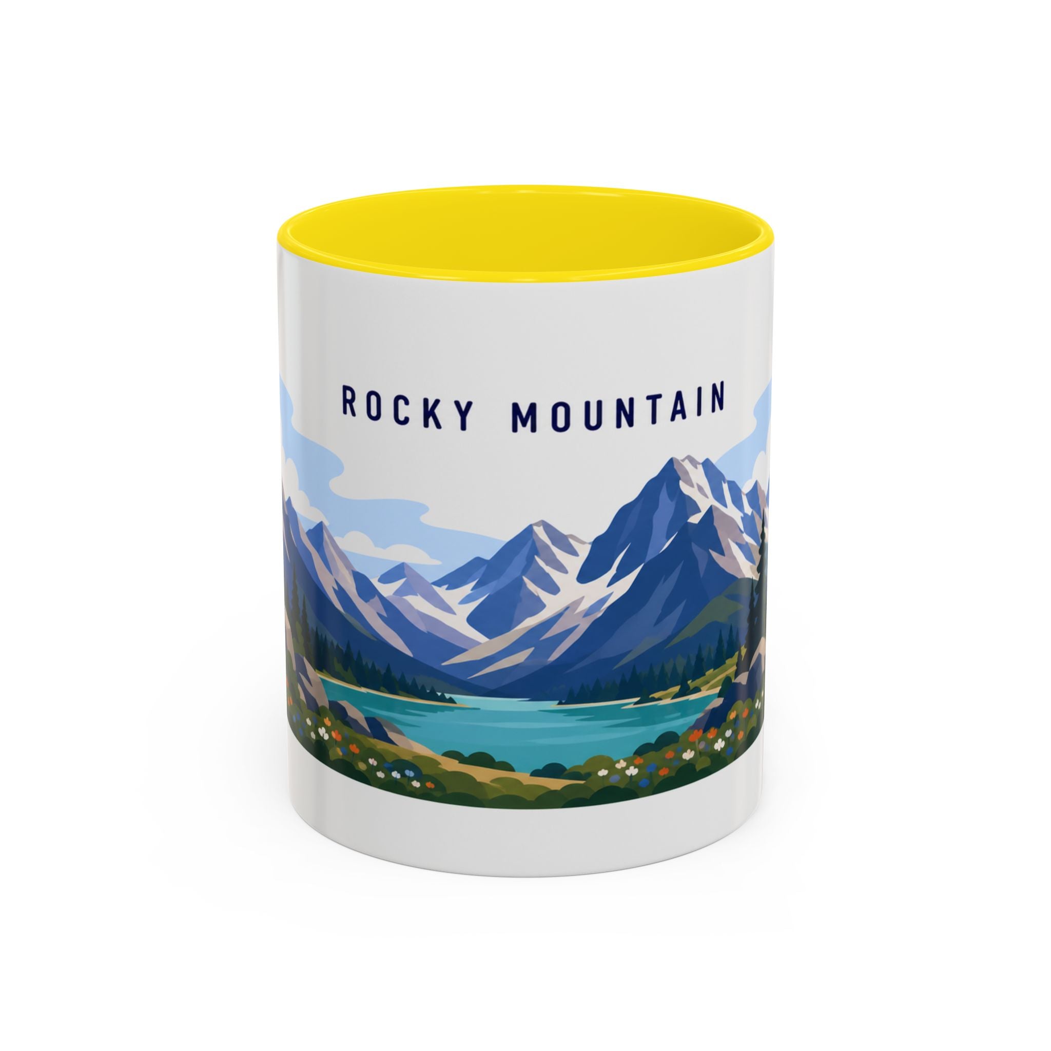 Rocky Mountain National Park Coffee Mug | Solid Color Block Park Souvenir | 11oz 15oz Accent Mug