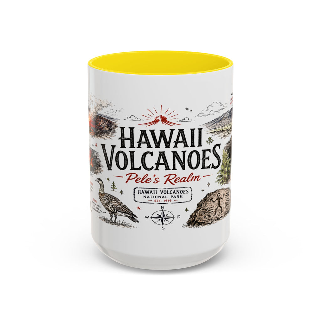 Hawaii Volcanoes National Park Coffee Mug | Hawaii Big Island Lava Volcano Gift | Accent Color Ceramic 11oz 15oz