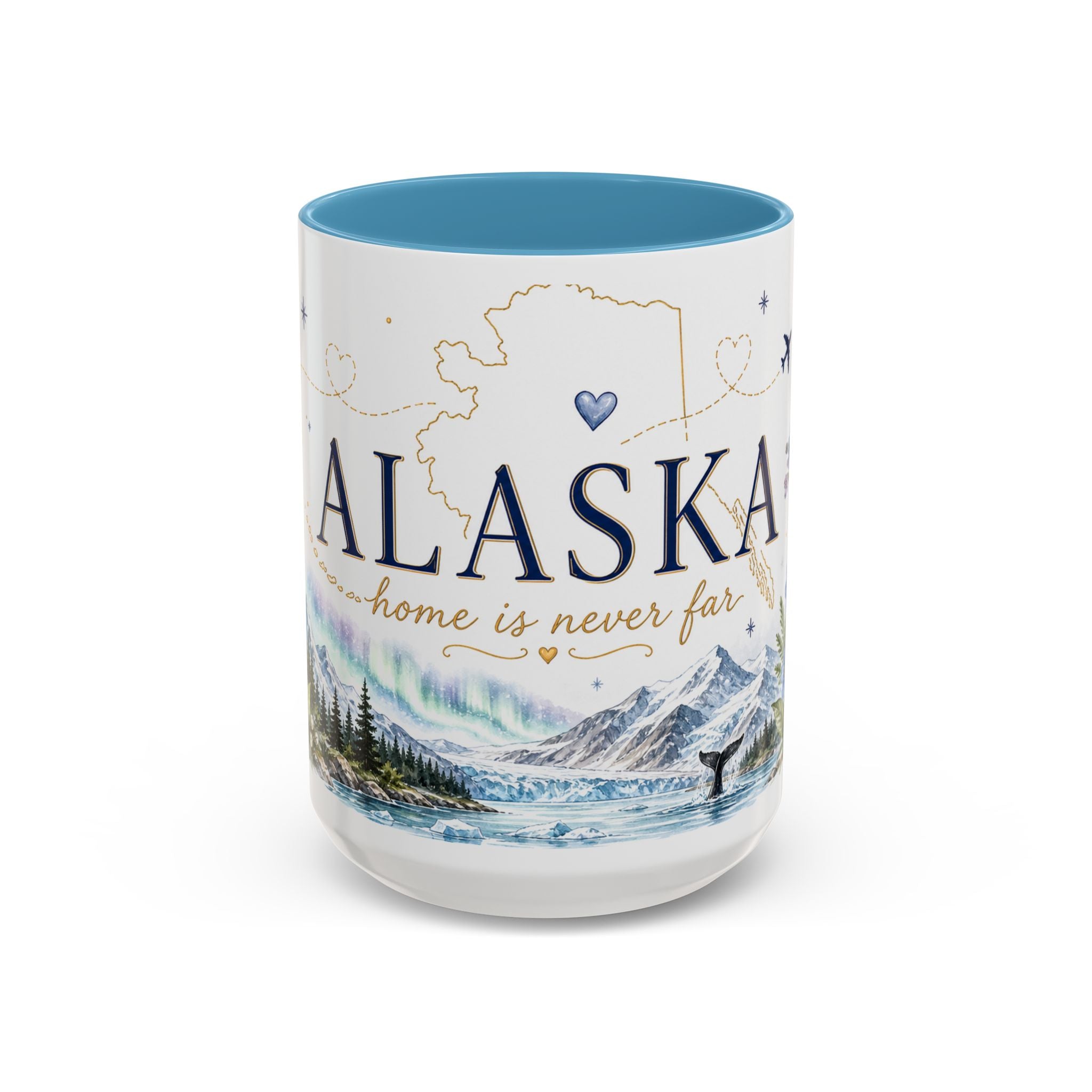 Alaska State Map Mug | Northern Lights, Mountains, Glaciers | Moving Away Gift