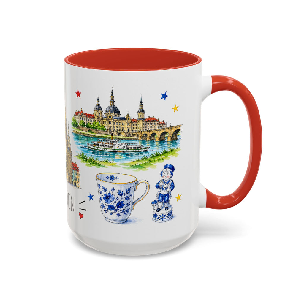 Dresden Illustrated Travel Mug | City Souvenir Accent Coffee Mug | 11oz 15oz Ceramic Cup