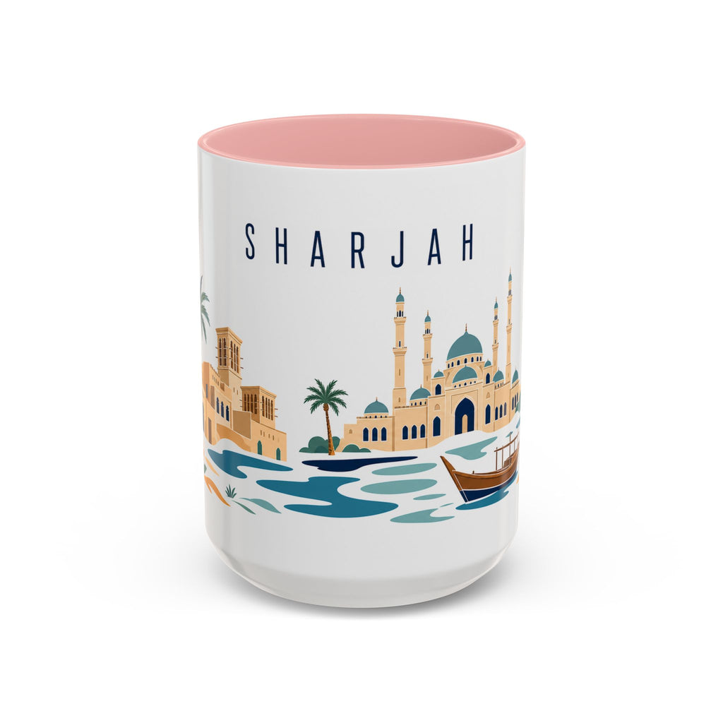 Sharjah Coffee Mug | United Arab Emirates Travel Souvenir | Porcelain Decal City Gift | 11oz 15oz Accent Mug