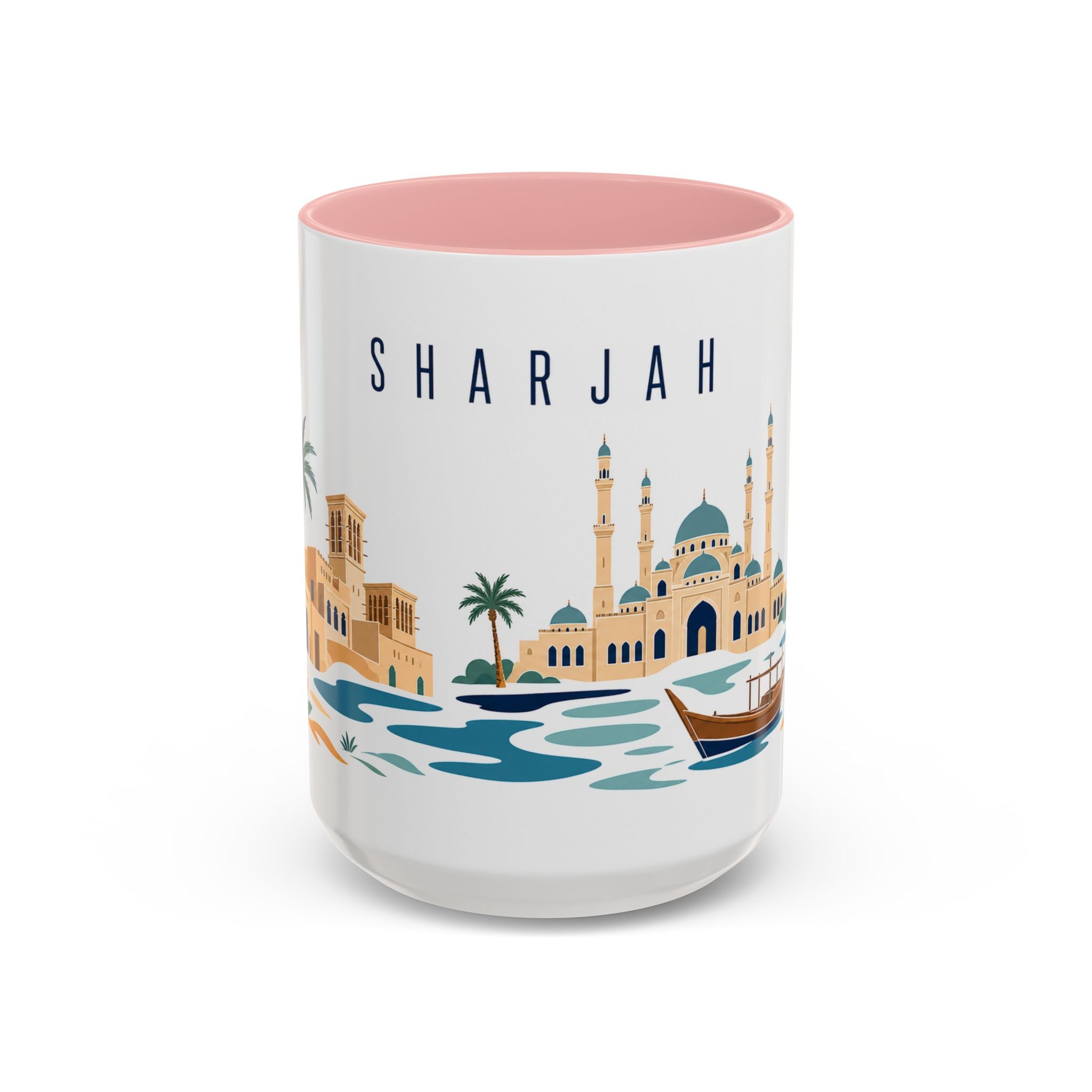 Sharjah Coffee Mug | United Arab Emirates Travel Souvenir | Porcelain Decal City Gift | 11oz 15oz Accent Mug