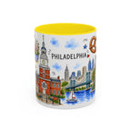 Philadelphia Illustrated Travel Mug | City Souvenir Accent Coffee Mug | 11oz 15oz Ceramic Cup