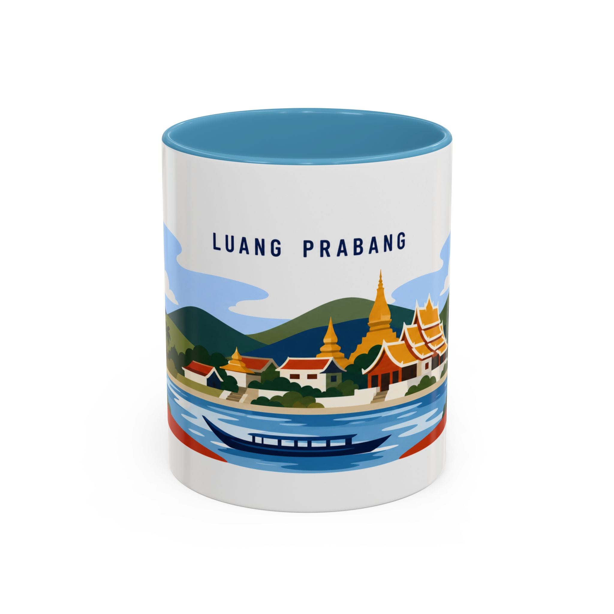 Luang Prabang Coffee Mug | Travel Destination Souvenir Gift | Accent Color Ceramic 11oz 15oz