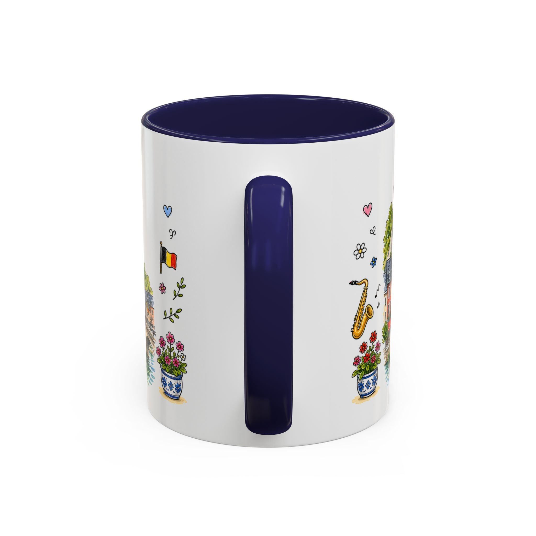 Dinant Illustrated Travel Mug | Belgium Souvenir Accent Coffee Mug | 11oz 15oz Ceramic Cup
