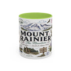 Mount Rainier Coffee Mug | National Park Hiking Washington Gift | Accent Color Ceramic 11oz 15oz