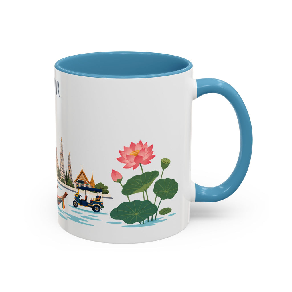 Bangkok Coffee Mug | Thailand Travel Souvenir | Porcelain Decal City Gift | 11oz 15oz Accent Mug