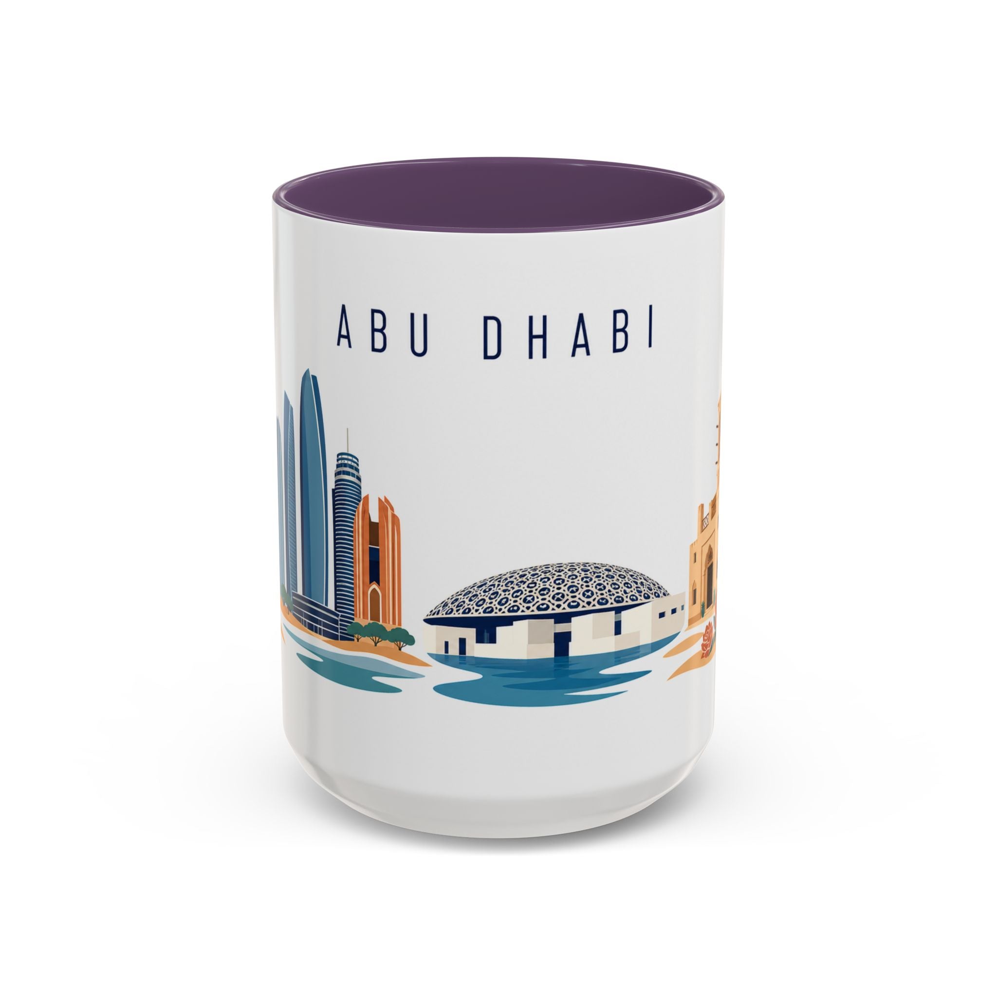 Abu Dhabi Coffee Mug | United Arab Emirates Travel Souvenir | Porcelain Decal City Gift | 11oz 15oz Accent Mug