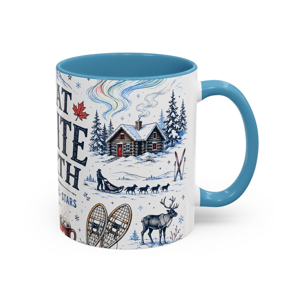 Great White North Coffee Mug | Canadian Pride Gift | Accent Color Ceramic 11oz 15oz