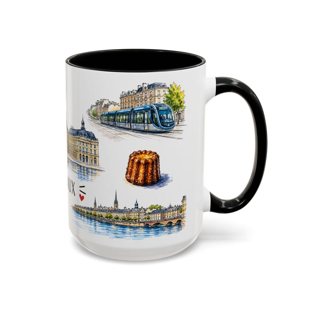 Bordeaux Illustrated Travel Mug | City Souvenir Accent Coffee Mug | 11oz 15oz Ceramic Cup