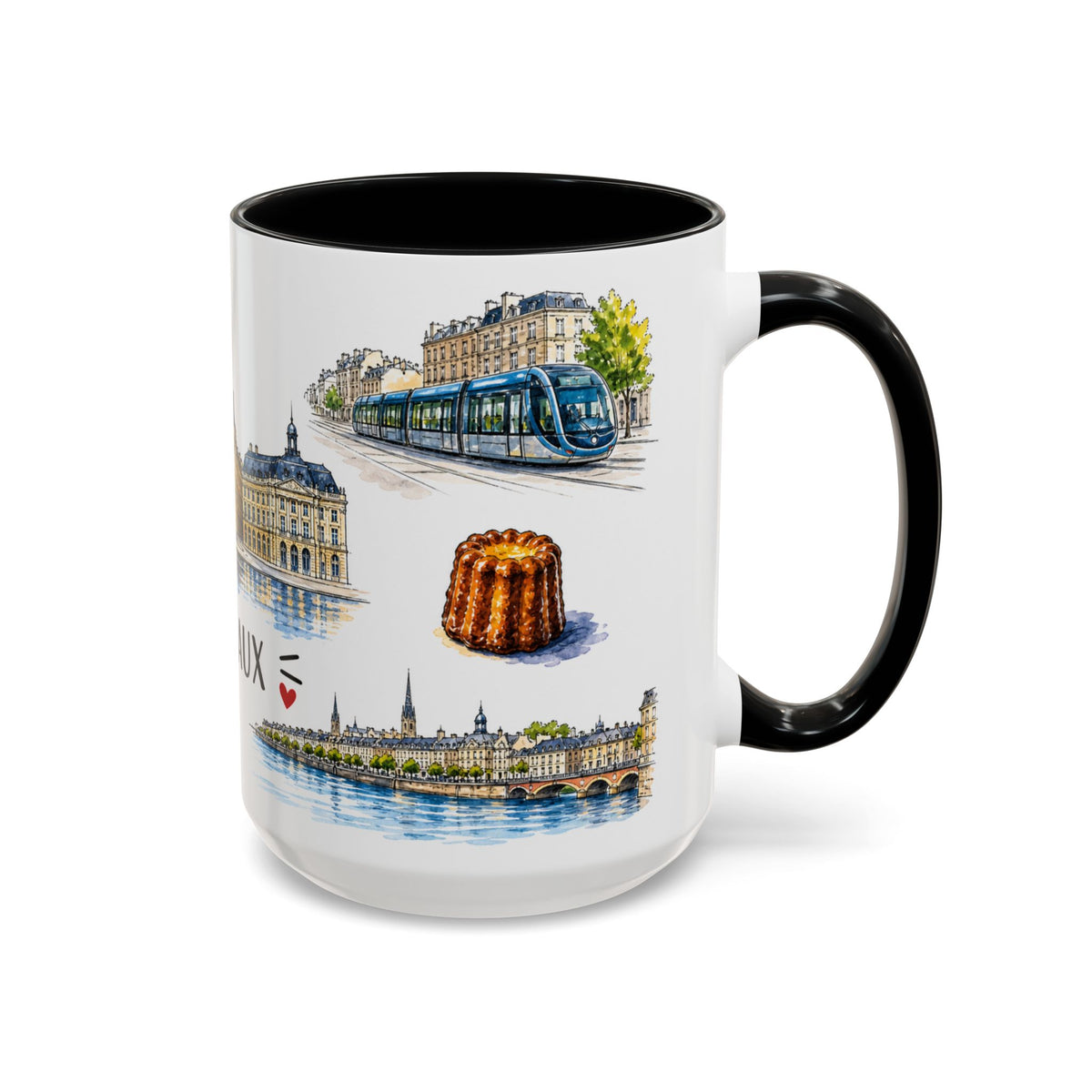 Bordeaux Illustrated Travel Mug | City Souvenir Accent Coffee Mug | 11oz 15oz Ceramic Cup