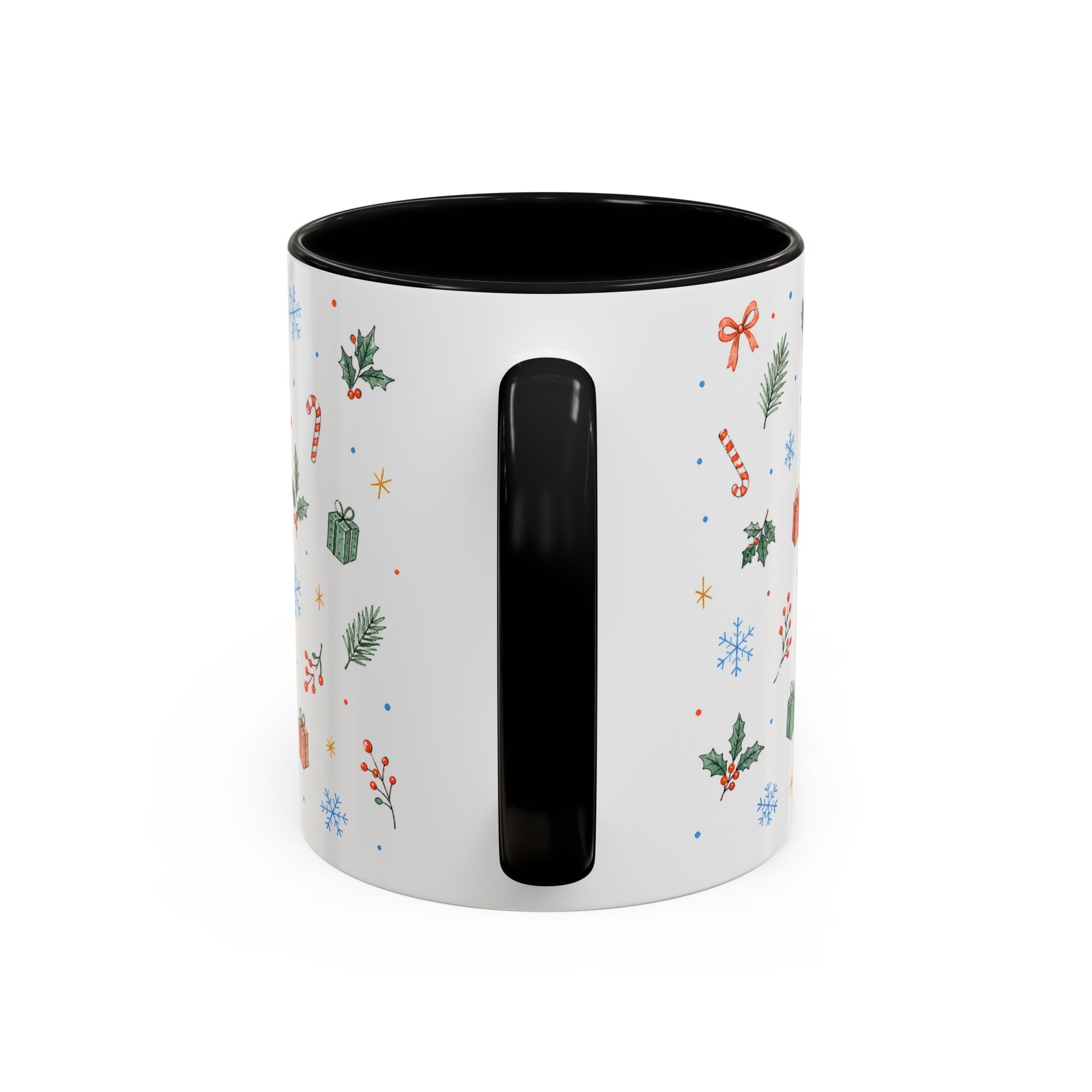 Christmas Candle Mug | Holly Wreath Watercolor Holiday Gift | Accent Cup 11oz 15oz