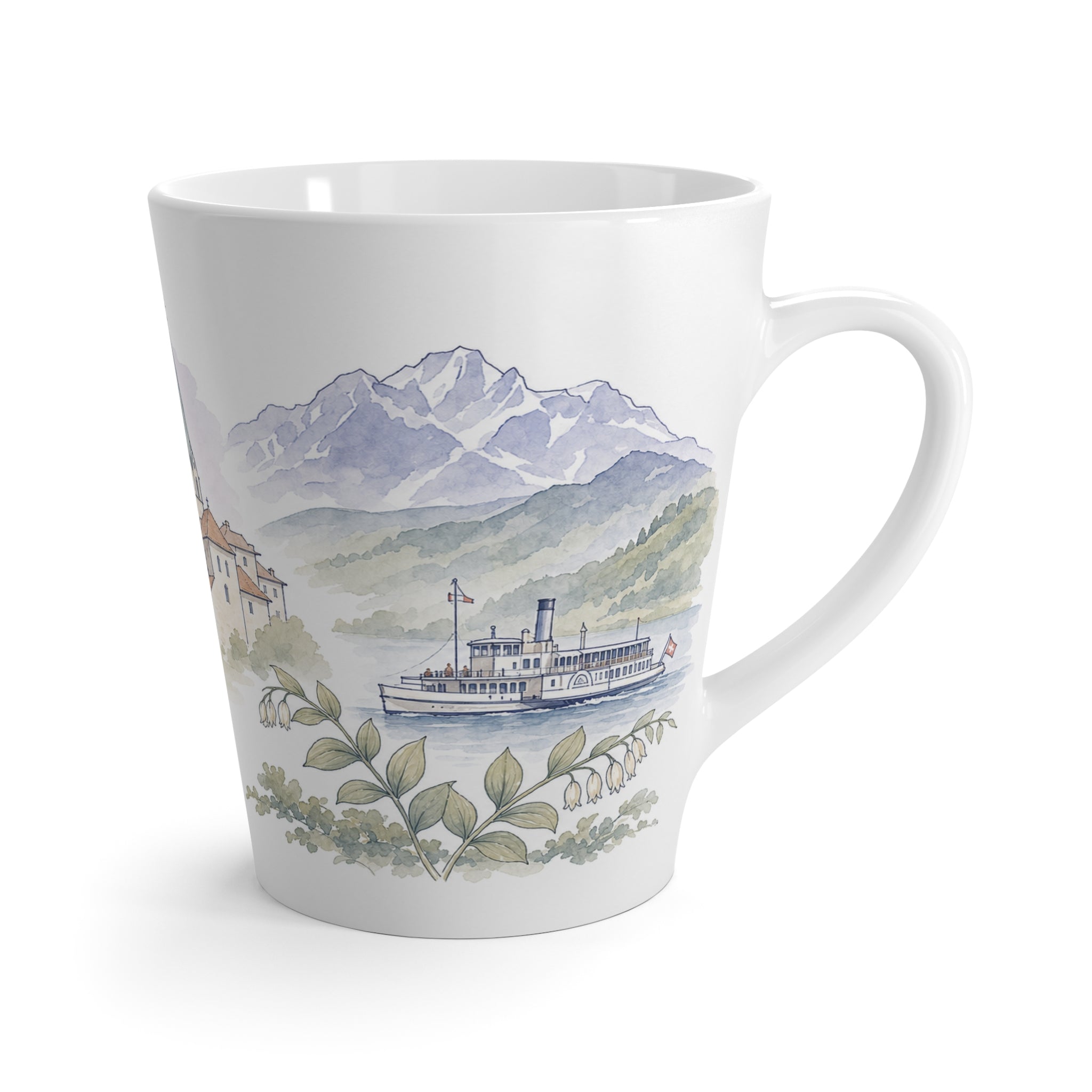 Lucerne Latte Mug | Watercolor City Travel Mug | 12 oz Ceramic Souvenir Gift