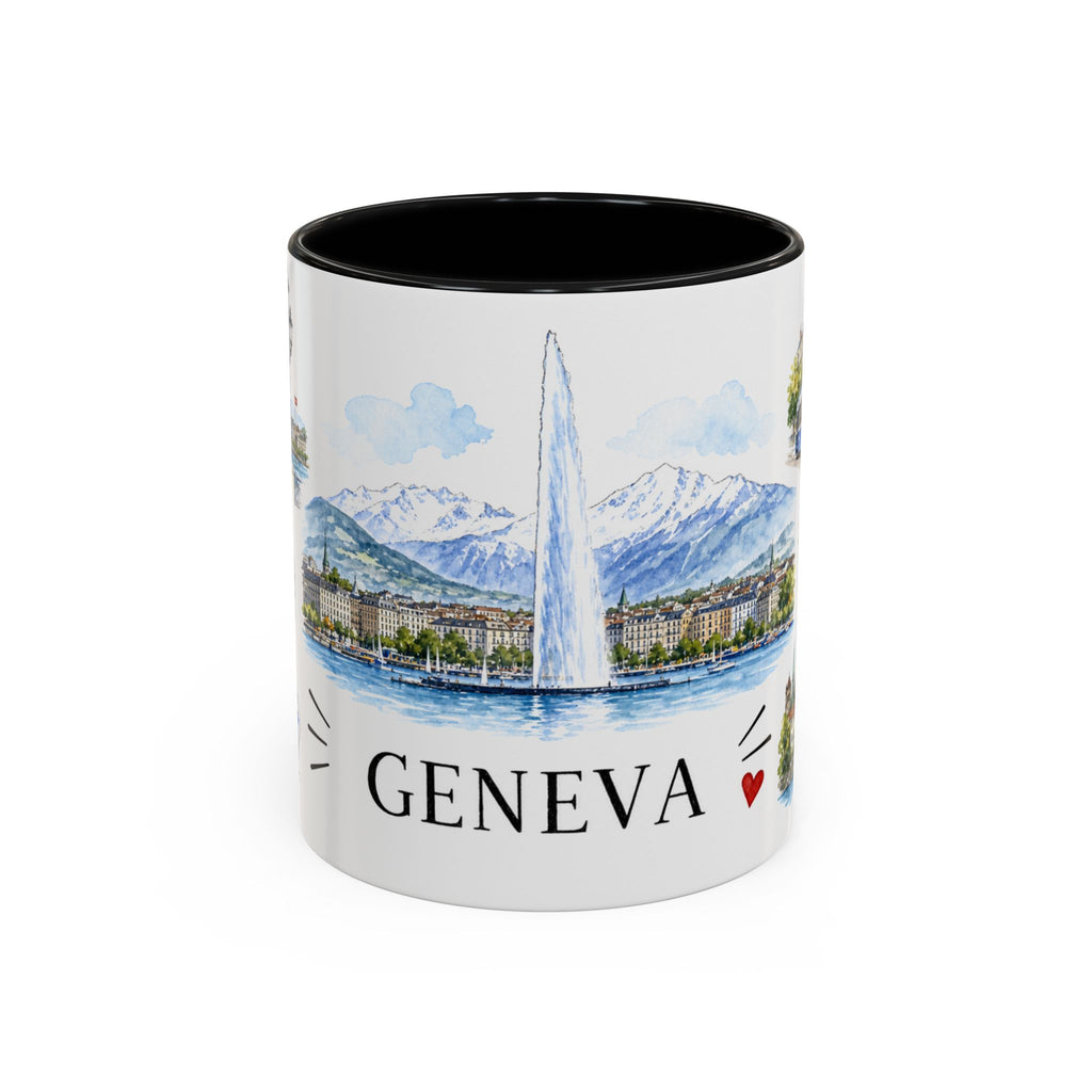 Geneva Illustrated Travel Mug | City Souvenir Accent Coffee Mug | 11oz 15oz Ceramic Cup