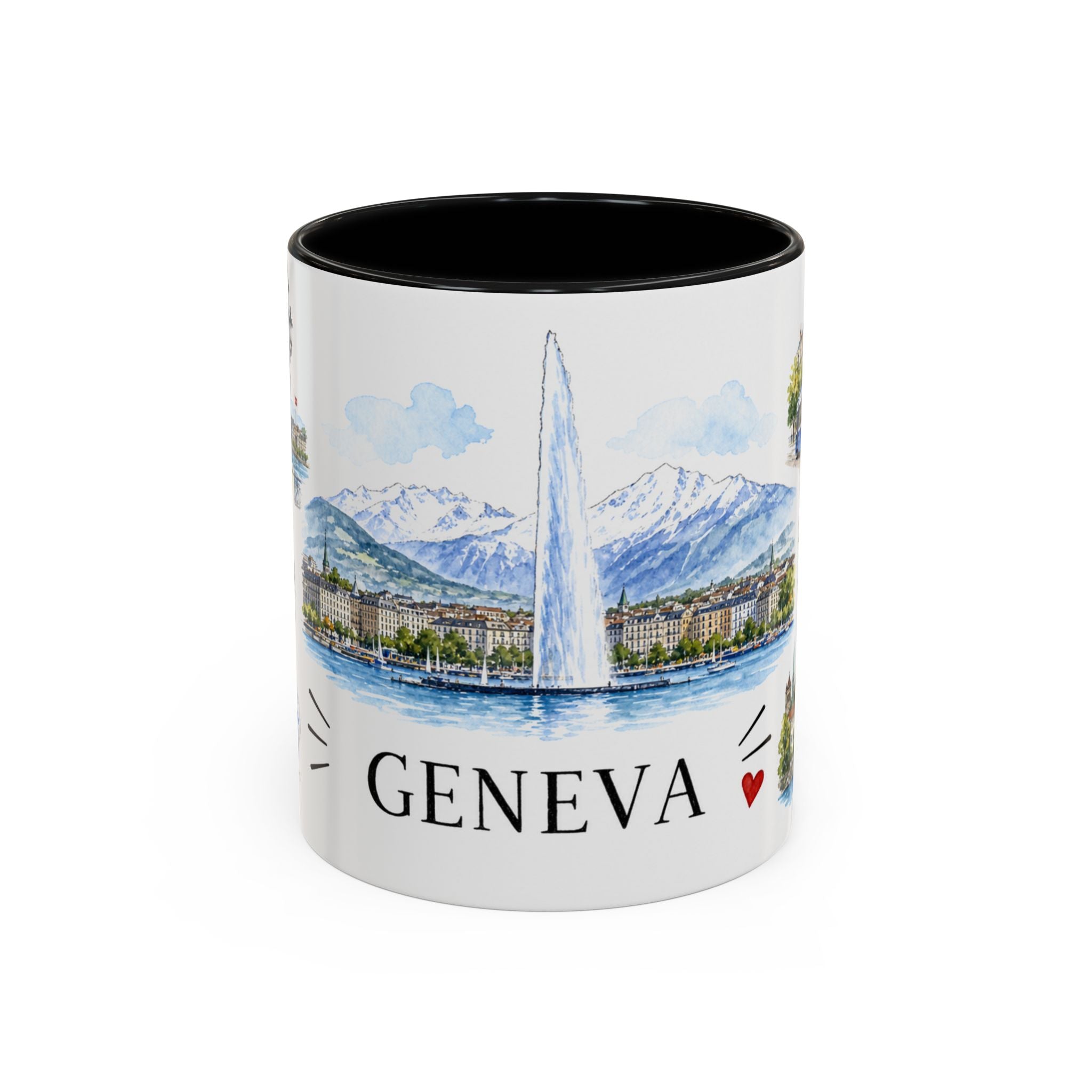 Geneva Illustrated Travel Mug | City Souvenir Accent Coffee Mug | 11oz 15oz Ceramic Cup
