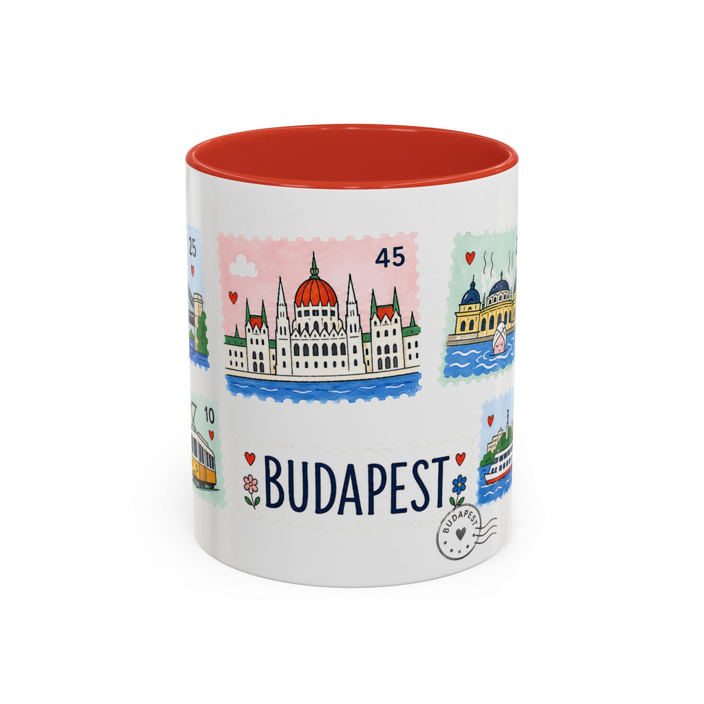 Budapest Coffee Mug | Postage Stamp Collage Mug | Travel Souvenir Accent Cup 11oz 15oz