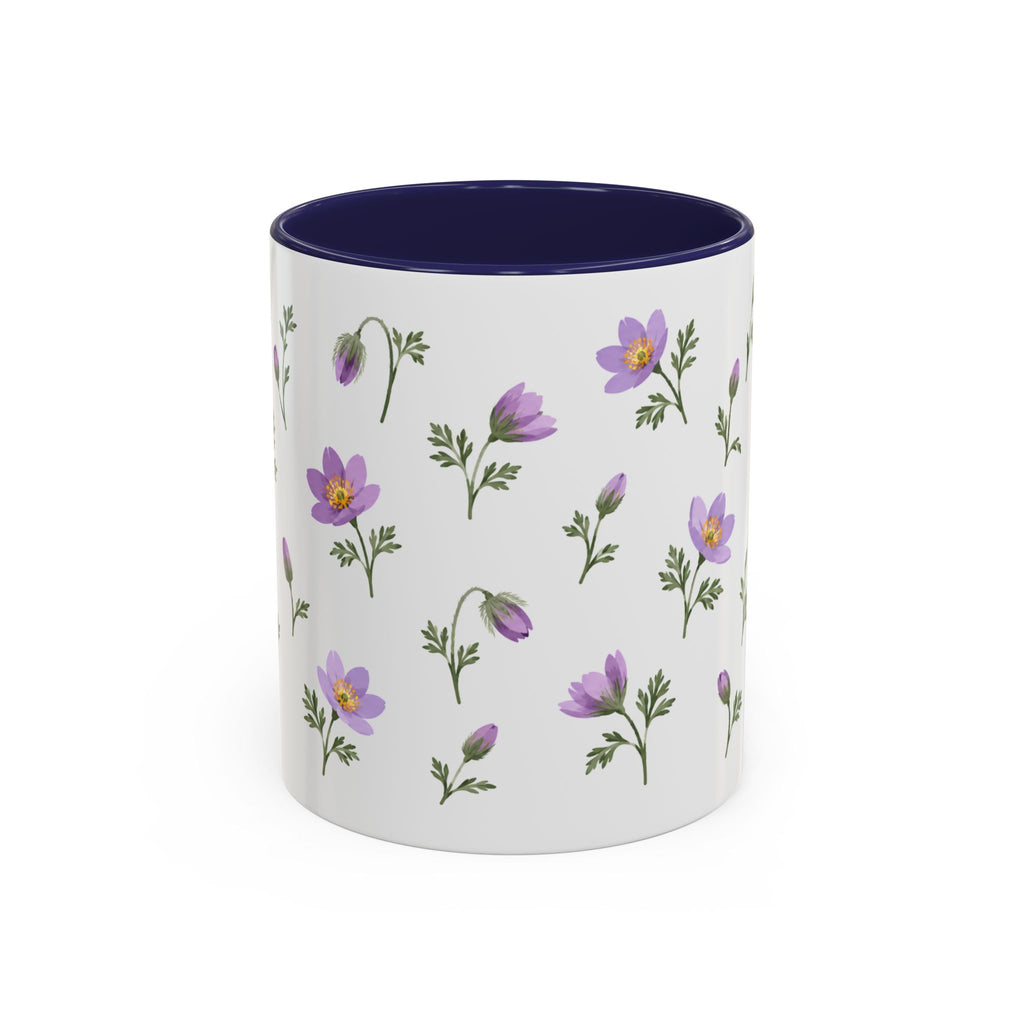 South Dakota Pasque Flower Mug, State Flower Floral Coffee Cup, 11oz Botanical Gift