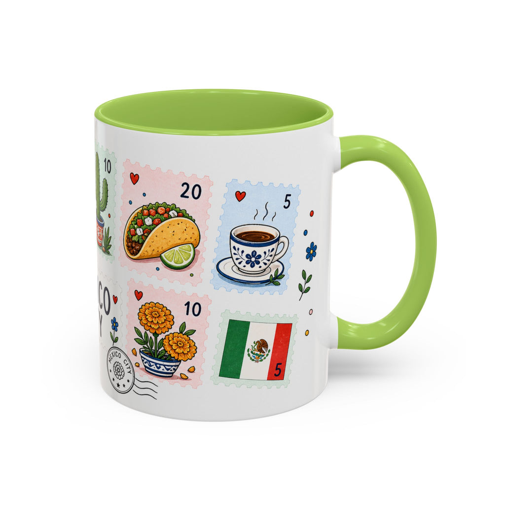 Mexico City Coffee Mug | Postage Stamp Collage Mug | Travel Souvenir Accent Cup 11oz 15oz