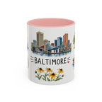 Baltimore Illustrated Travel Mug | City Souvenir Accent Coffee Mug | 11oz 15oz Ceramic Cup