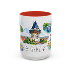 Graz Illustrated Travel Mug | City Souvenir Accent Coffee Mug | 11oz 15oz Ceramic Cup
