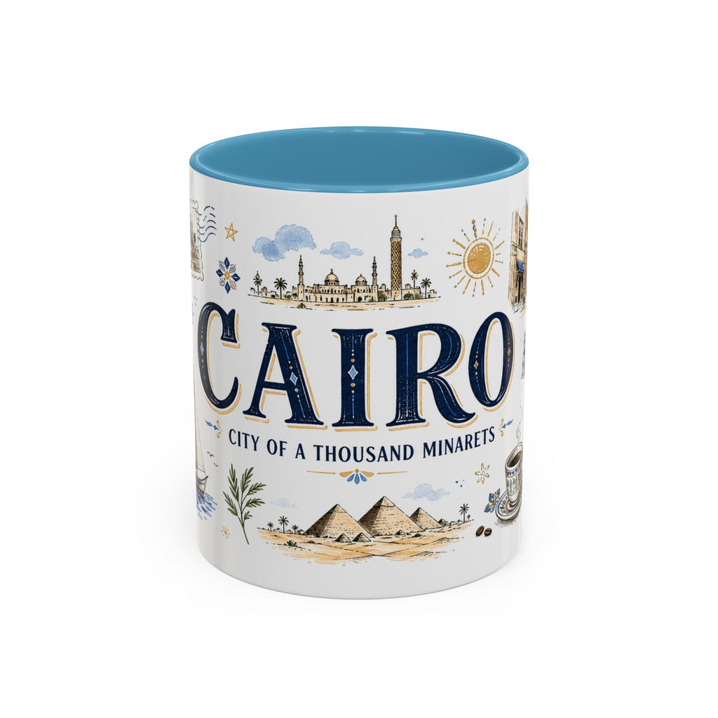 Cairo Coffee Mug | Egypt Souvenir Travel Gift | Accent Color Ceramic 11oz 15oz